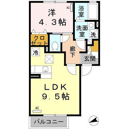 エクセレンテ(1LDK/1階)の間取り写真