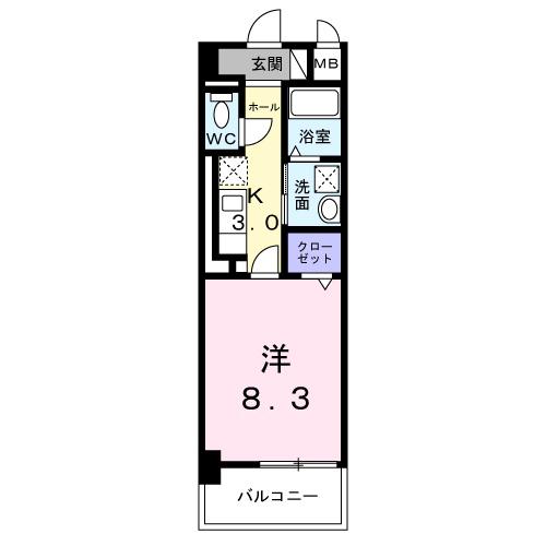 グランフェリス(1K/2階)の間取り写真