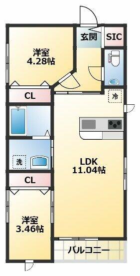 アーツ駒込(2LDK/2階)の間取り写真