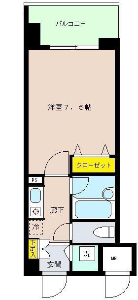 ヒルズ雪谷(1K/3階)の間取り写真