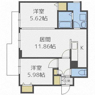 プレステージ福住西(2LDK/4階)の間取り写真