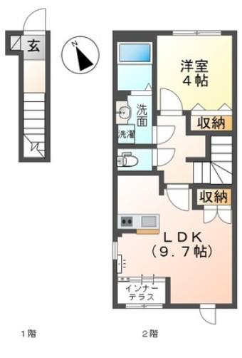 シャルマン ヒルズ(1LDK/2階)の間取り写真