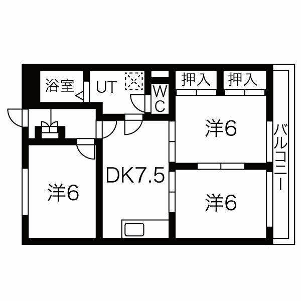 CASA吹上(3DK/3階)の間取り写真