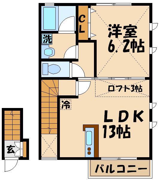 ガーデンテラス(1LDK/2階)の間取り写真