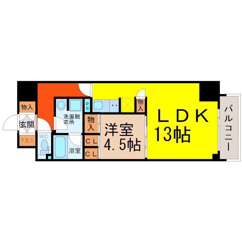CORNES HOUSE NAGOYA(1LDK/4階)の間取り写真