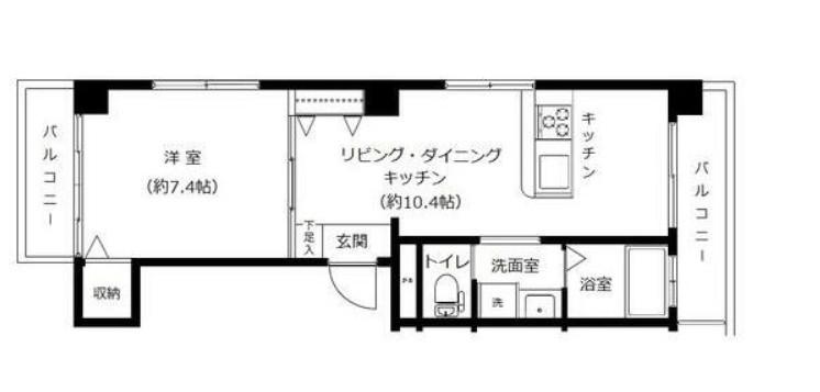 麻布長岡ハイツ(1LDK/3階)の間取り写真