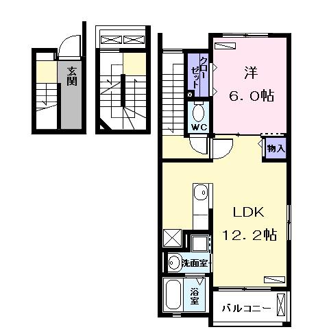 ブランシュシュ(1LDK/3階)の間取り写真
