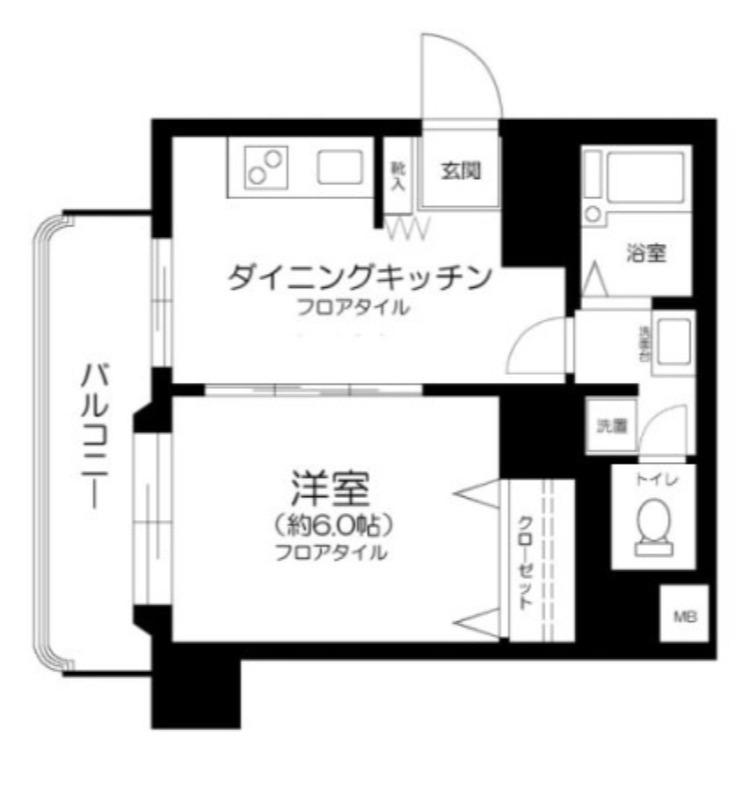 シャンボール第2大森(1DK/2階)の間取り写真