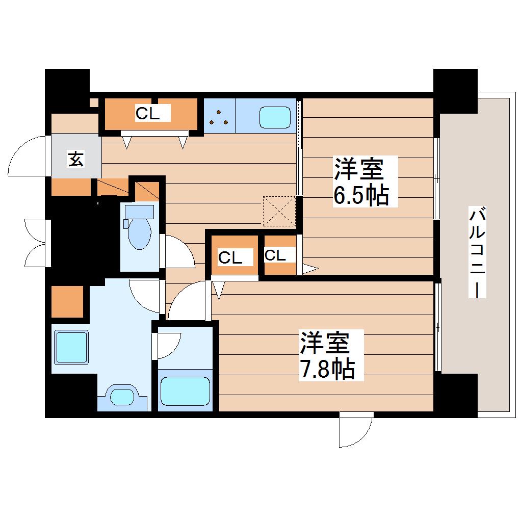 エクルベージュ(2K/2階)の間取り写真