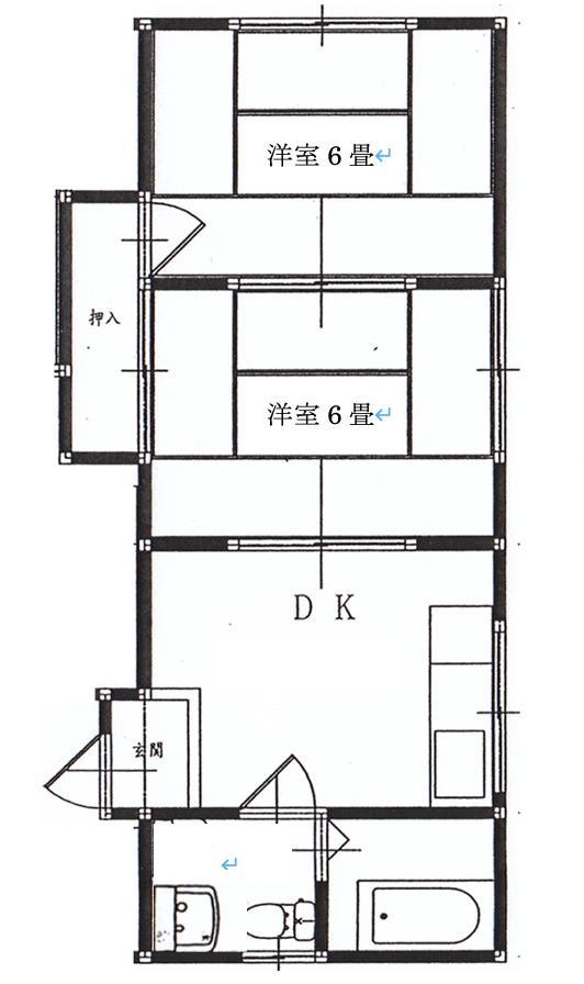 コーポラスC棟(2DK/3階)の間取り写真