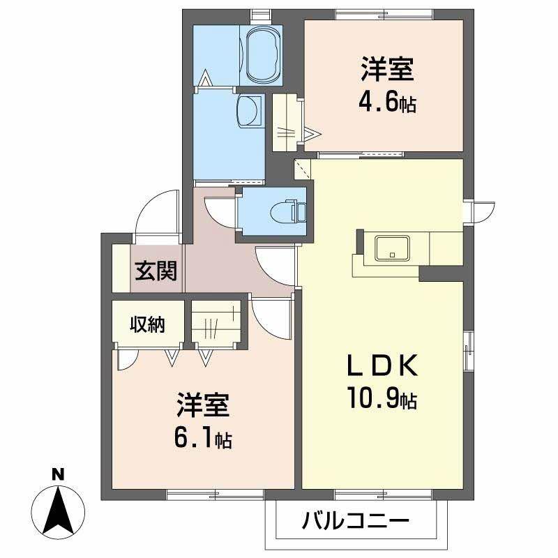 メゾン ラッキービレッジI・II・III(2LDK/2階)の間取り写真