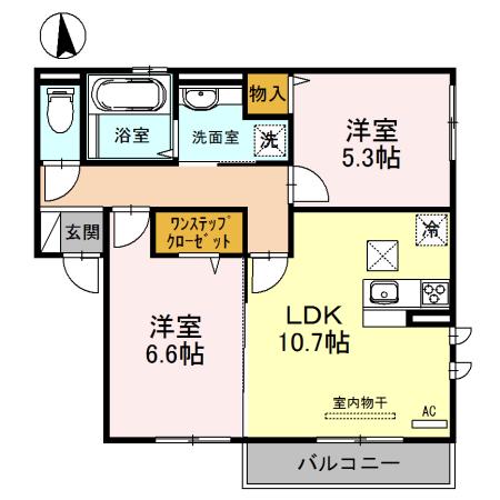 セジュール長居東(2LDK/1階)の間取り写真