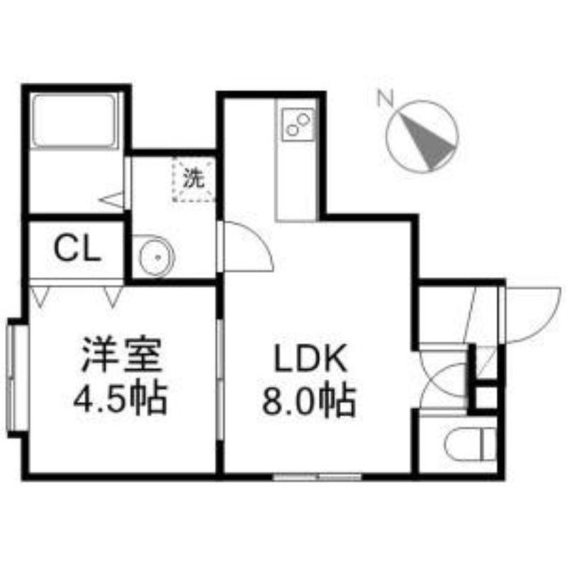 サニーハイム(1LDK/2階)の間取り写真
