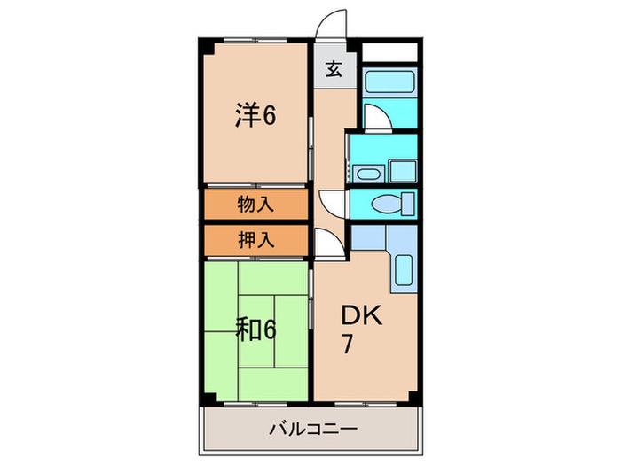 エスポワールコナカビル(2DK/4階)の間取り写真