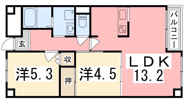 セントポーリアII(2LDK/4階)の間取り写真