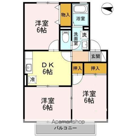 ハイカムール山之内(3DK/2階)の間取り写真