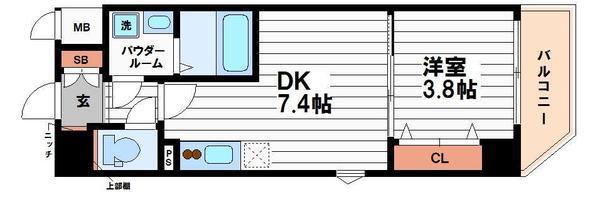 CITY PAL CREST TANIMACHI(1DK/5階)の間取り写真
