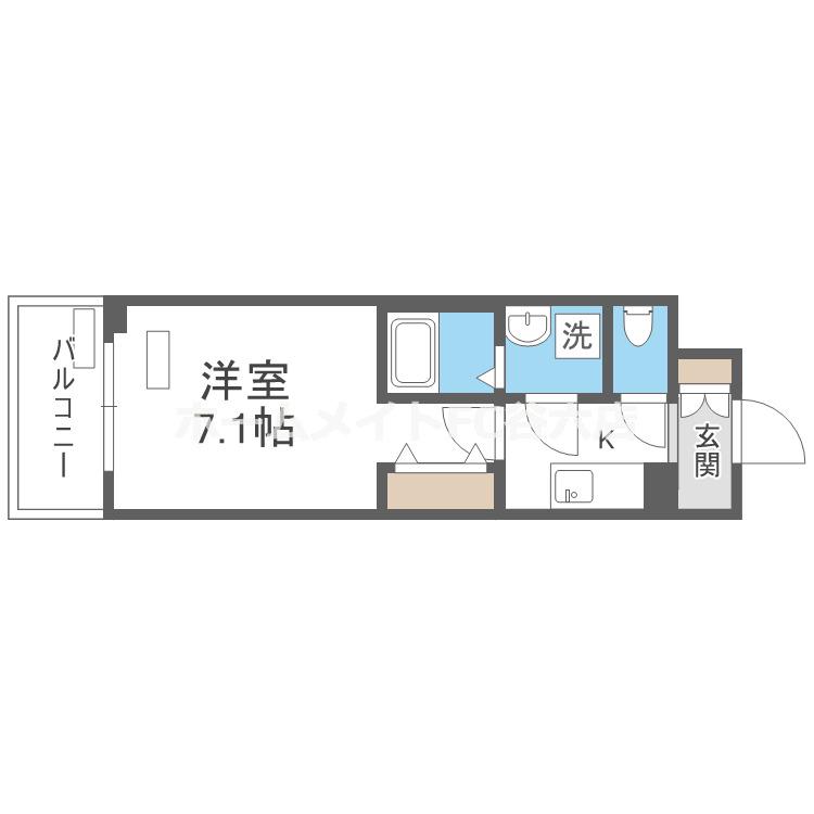 ソルテラスOSAKAJO EST(1K/2階)の間取り写真