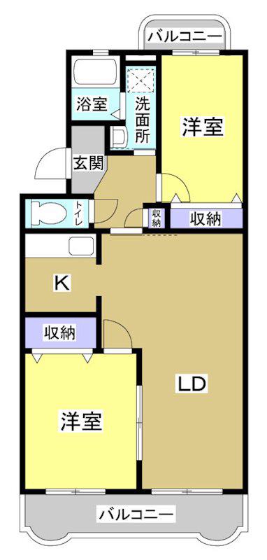 グリュック(2LDK/2階)の間取り写真