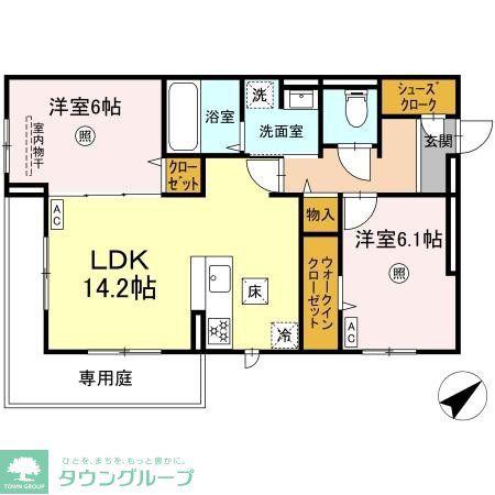 プラーナ(2LDK/1階)の間取り写真