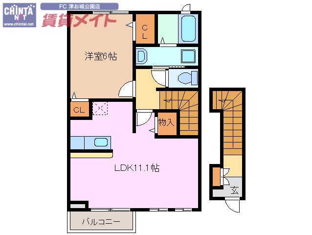 Y・Y LILY A(1LDK/2階)の間取り写真