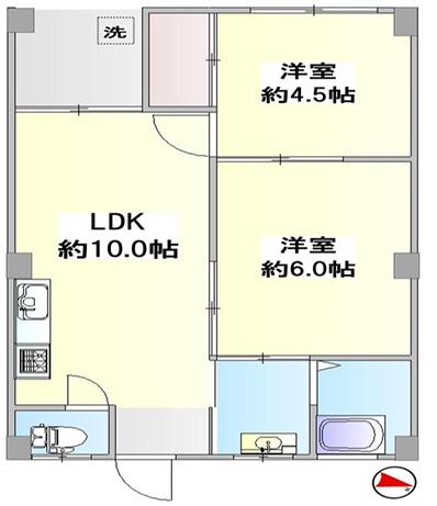 和田宮マンション(2LDK/3階)の間取り写真