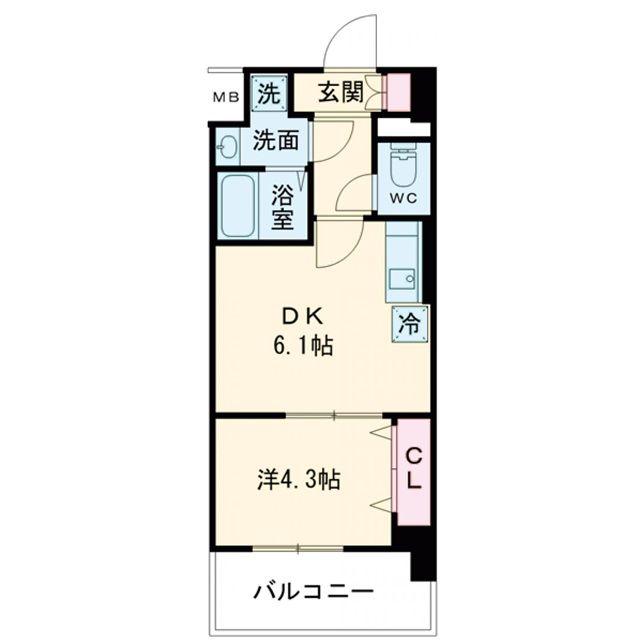 メイクス天王寺南(1DK/7階)の間取り写真