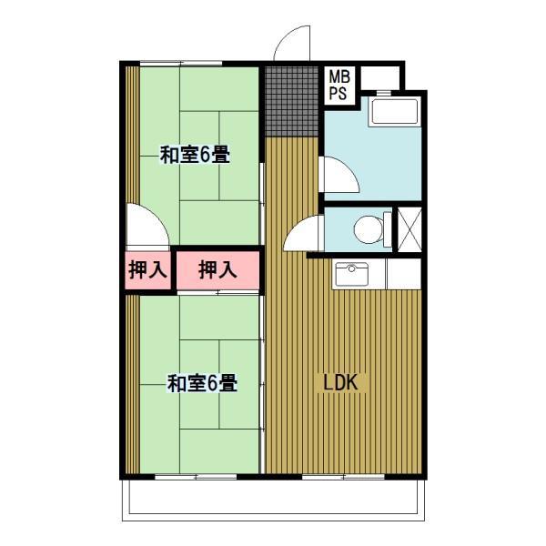 横浜六角橋共同ビル(2LDK/5階)の間取り写真