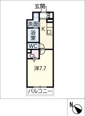 エスポワール白須賀(1K/2階)の間取り写真