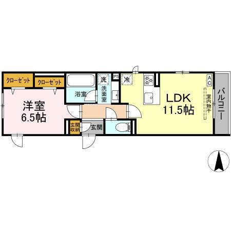 赤堤計画(1LDK/2階)の間取り写真