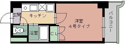 ビブレ城野(1K/7階)の間取り写真
