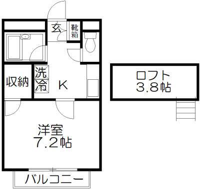 あかる20(1K/1階)の間取り写真