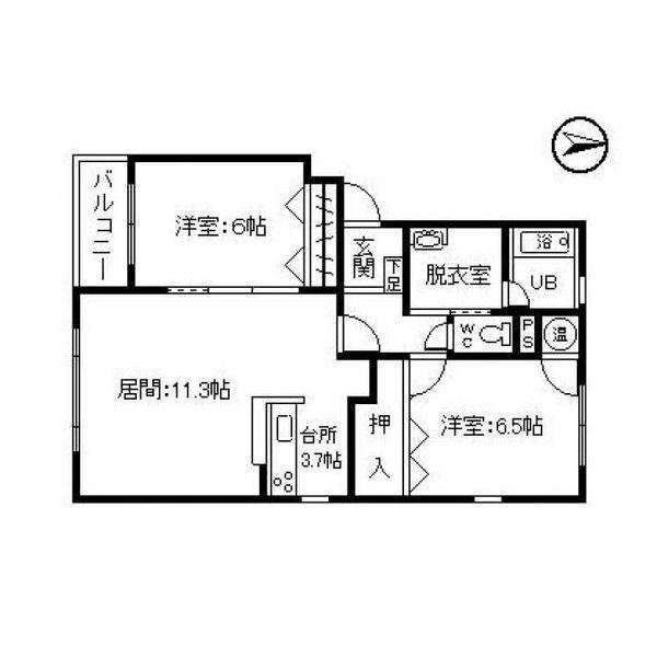 ノース.ONE A(2LDK/1階)の間取り写真