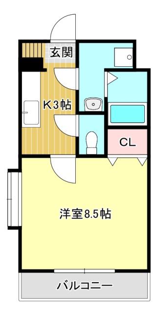 グレイス・ランI(1K/2階)の間取り写真
