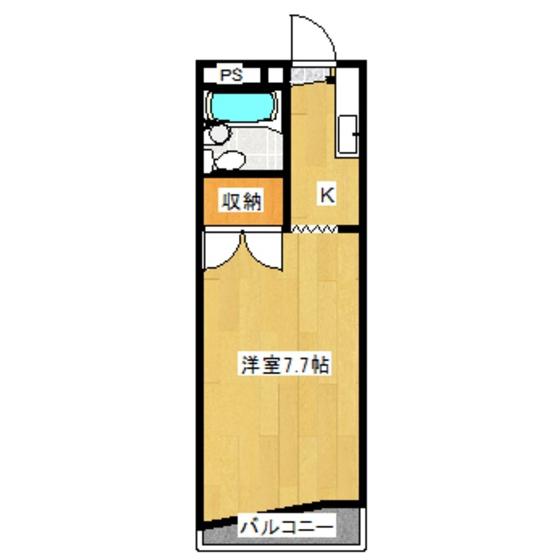 ハイツTBS B棟(ワンルーム/1階)の間取り写真