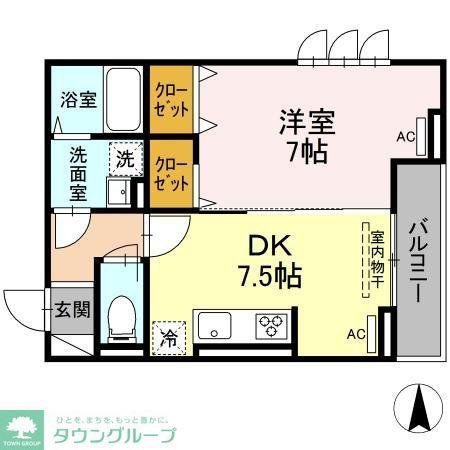 ラリュール中村南(1DK/2階)の間取り写真