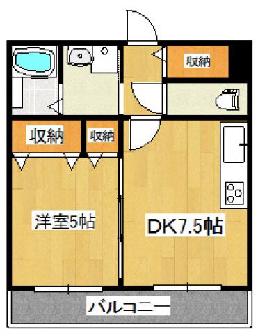 アビタシオンイサム(1DK/3階)の間取り写真
