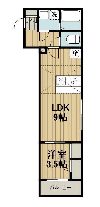 アイエステート新所沢(1LDK/3階)の間取り写真
