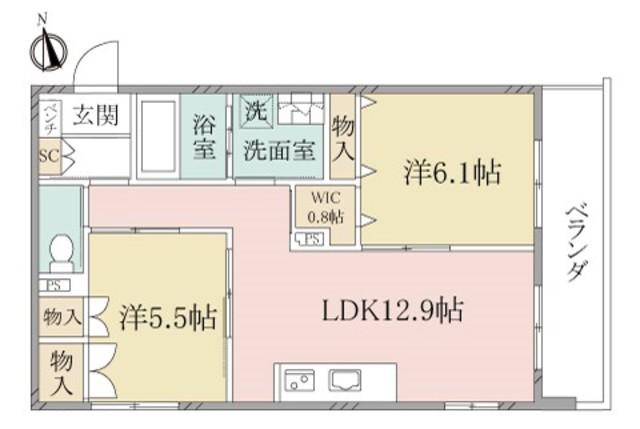 ヘーベルヴィレッジ川口(2LDK/3階)の間取り写真