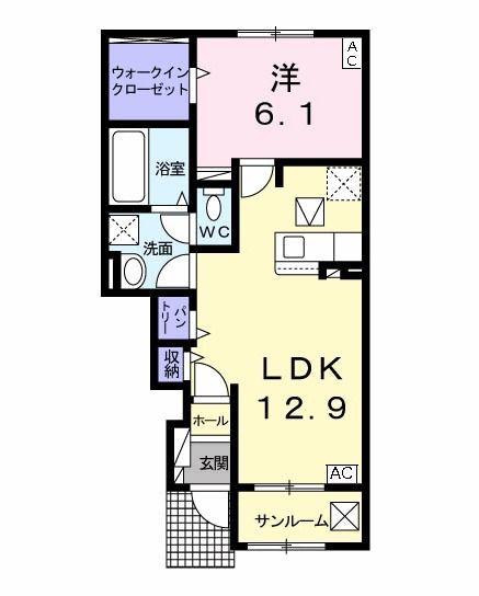 エミールII(1LDK/1階)の間取り写真