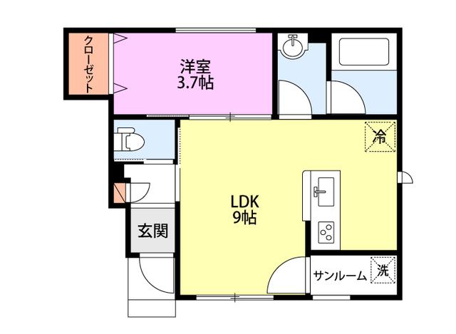 グレイス東太田I(1LDK/1階)の間取り写真