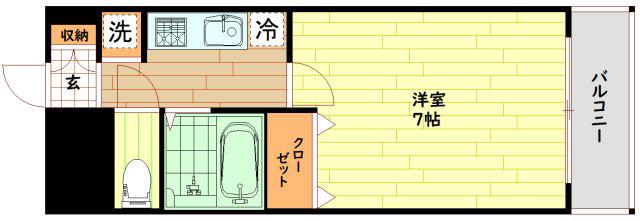 HOPECITY天神橋(1K/7階)の間取り写真