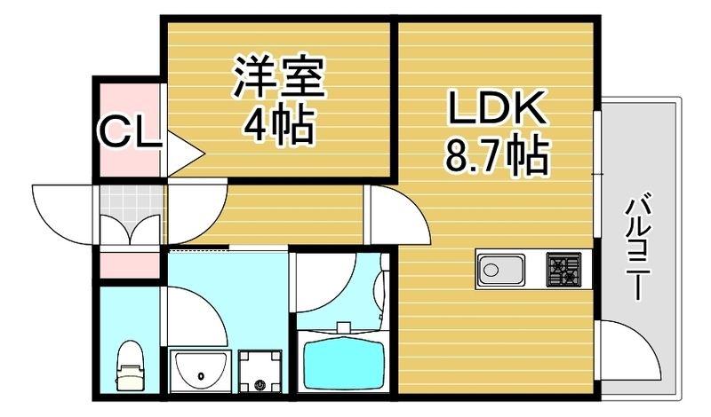 リアンシエルブルーJR香椎(1LDK/3階)の間取り写真