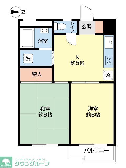 ミツウロコ王子第2マンション(2DK/5階)の間取り写真