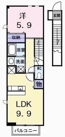 フラン ブリッサ A(1LDK/2階)の間取り写真