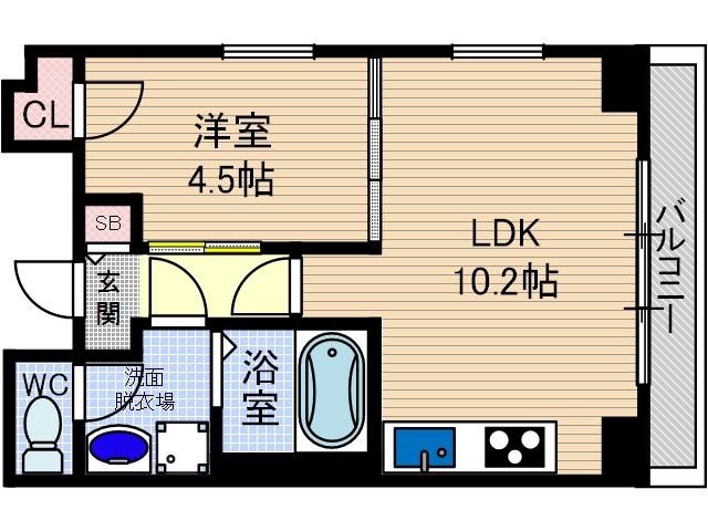 クオーレ茨木元町(1LDK/8階)の間取り写真