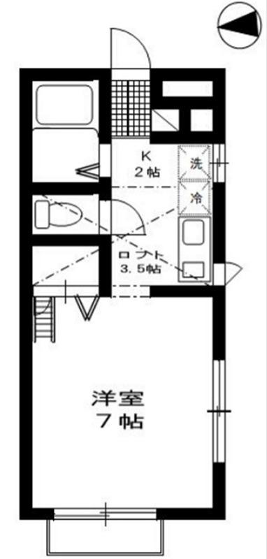 プリマベーラ(ワンルーム/2階)の間取り写真