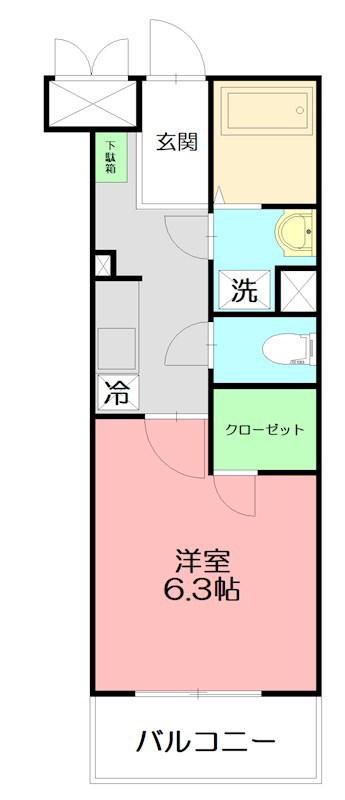 カレッジヒルズD(1K/4階)の間取り写真