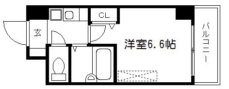 ラナップスクエア京都北野(1K/2階)の間取り写真