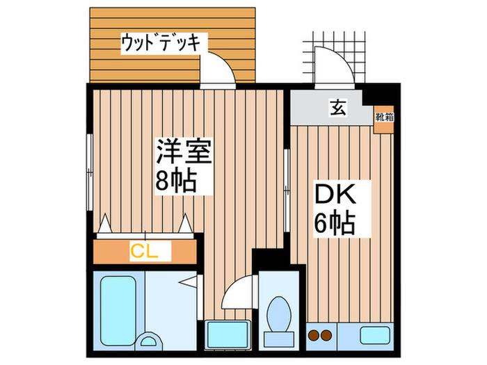 ウエストヒル成城(1DK/1階)の間取り写真